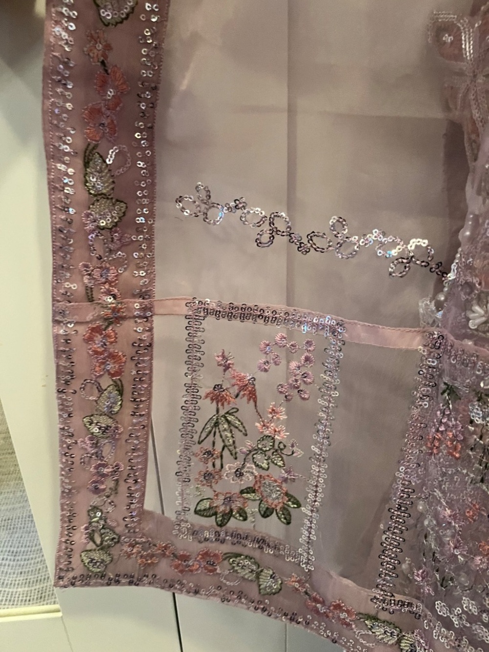 pink purple lilies 4-piece desi dress, pakistani indian dress - Picture 11 of 15